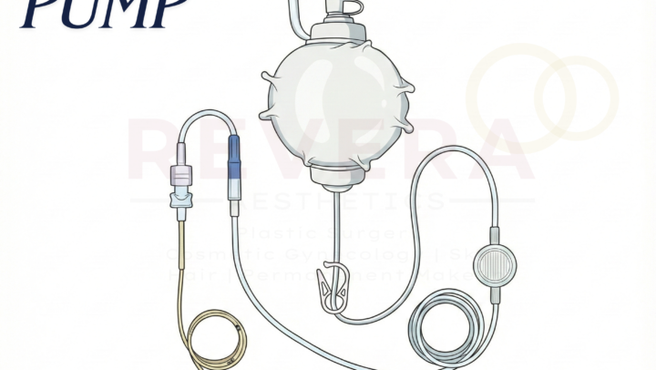 Pain Pump in Breast Reduction Surgery. Shows the schematic with the Infusion Chamber