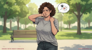 Woman with Heavy Breasts is experiencing Neck Pain and Shoulder Pain
