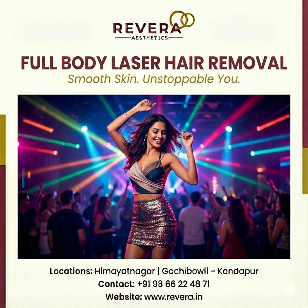 Woman Dancing Confidently in Party Wear after undergoing Full Body Laser Hair Removal