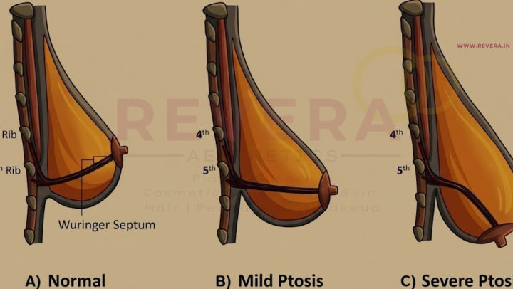 Image showing Würinger’s Septum in various grades of Breast Ptosis