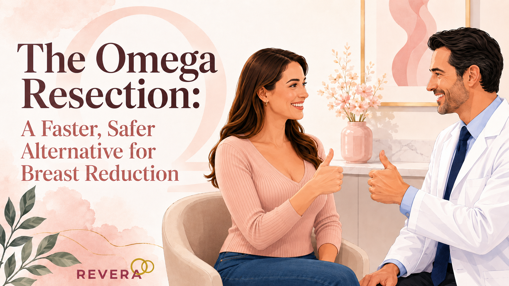 Young woman and surgeon giving thumbs up during a breast reduction consultation for the omega resection technique. Best Plastic Surgeon in Hyderabad